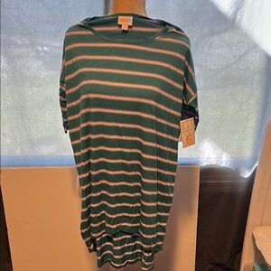 Teal and White Striped Lularoe Irma